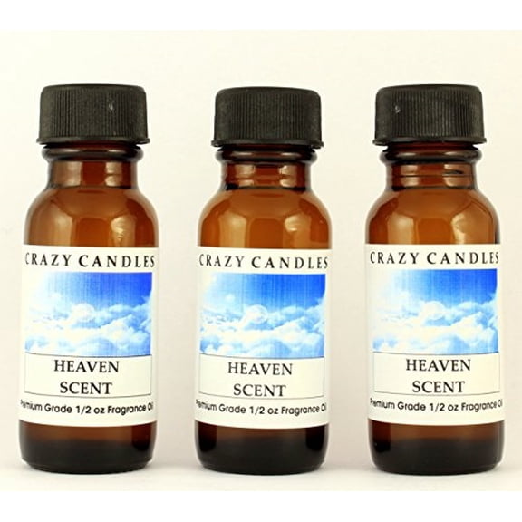 heaven scent 3 bottles 1/2 fl oz each (15ml) premium grade scented fragrance oil by crazy candles (soft florals with musk aroma)