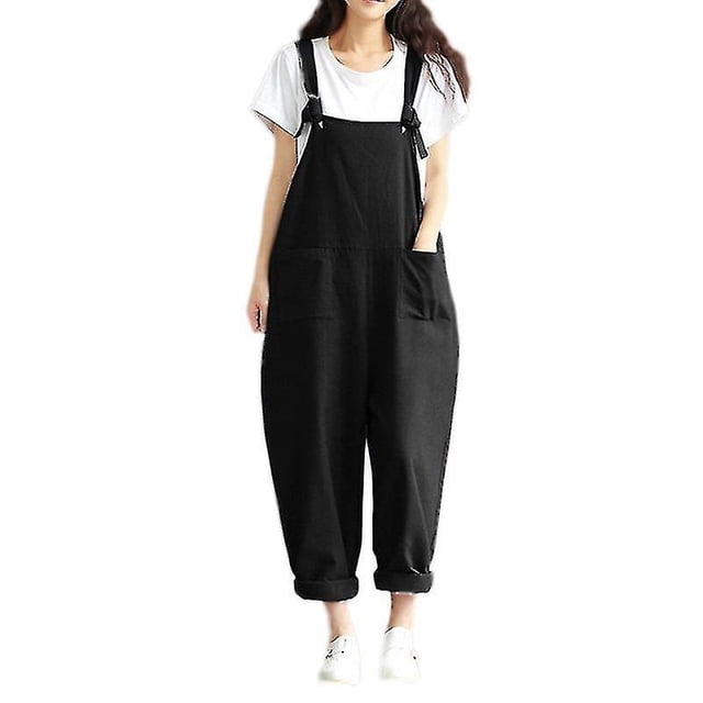 Peto con bolsillos grandes para mujer, mono informal holgado, pantalones, monos lisos