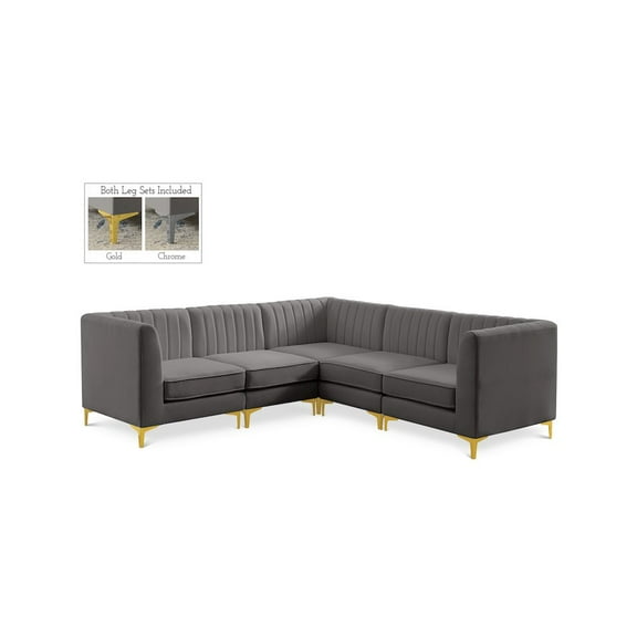 Meridian Furniture Alina Grey Velvet Modular Sectional