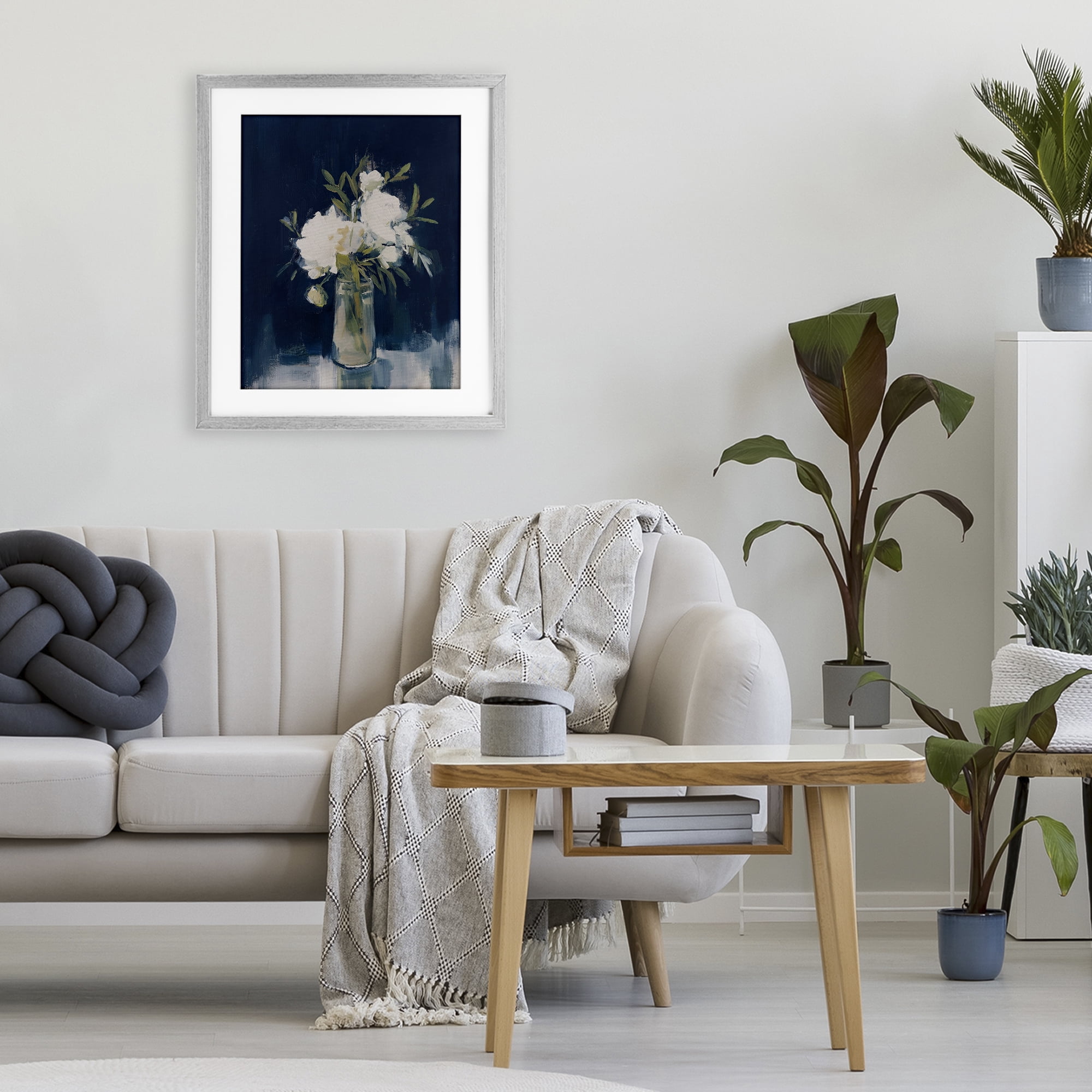 Stupell Industries Peonies On Blue Mirage Gray Framed Print Under Glass, design by Svetlana Aleynikova