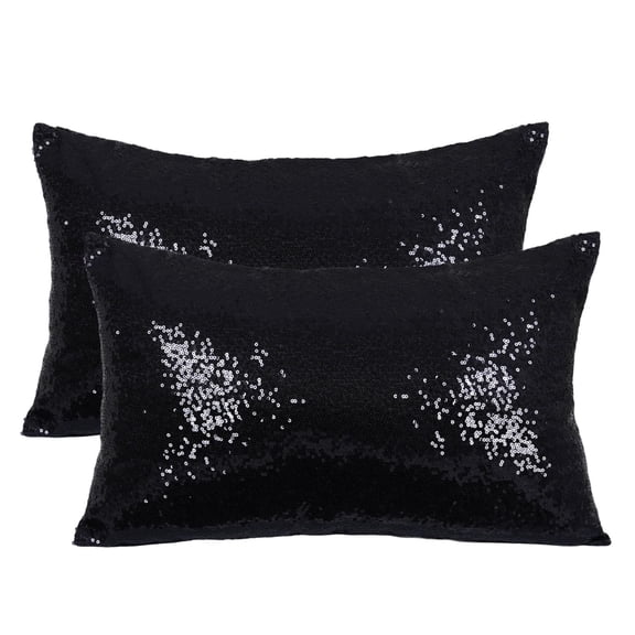 12×20 Inch Sequin Satin Decorative Throw Pillow Cover, Glitter Cushion Case for Couch Bed Christmas Decor, Gold, 1 Pack