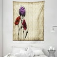 thumbnail image 1 of Floral Tapestry, Sketchy Flower Petals with Grunge Effects Blooms Florets Illustration, Wall Hanging for Bedroom Living Room Dorm Decor, 60W X 80L Inches, Tan Maroon Purple Red, by Ambesonne, 1 of 2