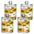 thumbnail image 2 of 2 Pack Sunflowers Honey Bee Qtip Holder Dispenser Clear Plastic Storage Apothecary Jars for Cotton Swabs Balls Pads Floss, 2 of 7