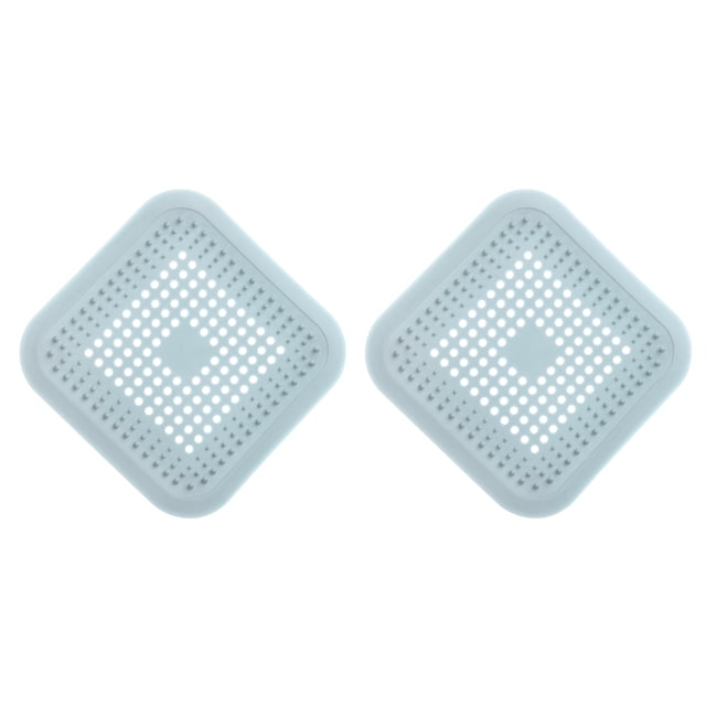 Uxcell 2packs Shower Drain Hair Catcher Square Drain Strainer for Shower Kitchen, Light Blue