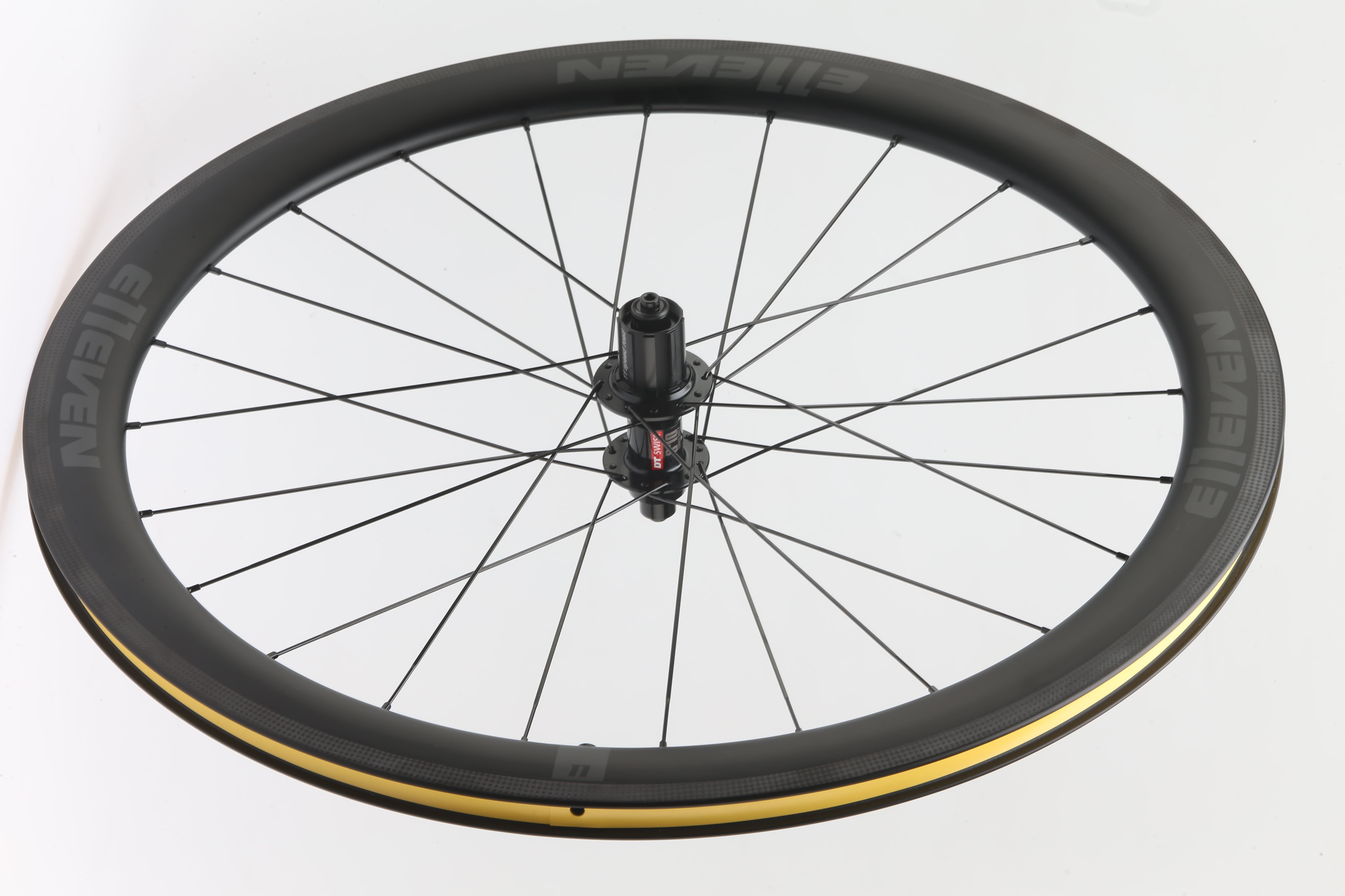 e11even 50mm carbon clincher wheelset with dt swiss 370 hubs
