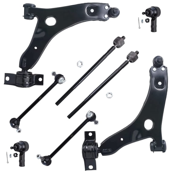 Detroit Axle - New 8-Piece Front Suspension Kit - Lower Suspension Control Arms & Ball Joints   Sway Bar End Links   Tie Rod End Links Fits select: 2006 FORD FOCUS ZX4, 2007 FORD FOCUS ZXW/S/SE/SES
