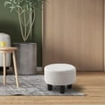 thumbnail image 6 of Tcbosik Small Round Foot Rest, Linen Fabric Upholstered Ottoman with Anti-Slip Wooden Legs, Step Stool for Living Room, Bedroom, Closet, Hallway, Beige, 6 of 7