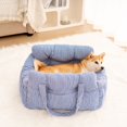 thumbnail image 3 of All-Season Universal Pet Car Booster Seat - Portable, Washable, Stripe Design, 71x61x36cm - Soft Polyester Filled, Adjustable Safety Rope & Metal Hook for Dogs/Cats - Durable, Easy Installation for, 3 of 6