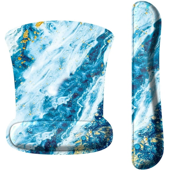 Fintie Mouse Pad with Wrist Support and Keyboard Wrist Rest - Durable Memory Foam Ergonomic Design [Pain Relief] Non-Slip Rubber Base Mouse Pad for Gaming, Computer, Office, Laptop (Sandy Wave)