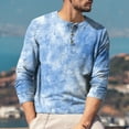 thumbnail image 6 of Inglocry Mens Fashion Casual Front Basic Long Sleeve Henley T-Shirts Tie Dye Soft Basic Tops For Men Light Blue M, 6 of 7