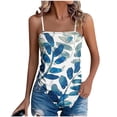 thumbnail image 2 of Xdegoge Spaghetti Strap Tank Top Plus Size Summer Breathable Tops Sleeveless Casual Loose Asymmetrical Hem Cami Fashion Versatile Bohemian Beach Holiday Streewear, 2 of 6