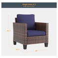thumbnail image 2 of ACEGOSES Outdoor Patio Wicker Chairs Set of 2, Brown Rattan Seating with Thick Cushions for Lawn or Poolside, Navy Blue, 2 of 6