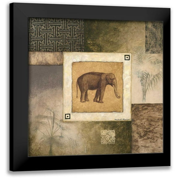 Marcon, Michael 12x12 Black Modern Framed Museum Art Print Titled - Elephant Woodcut