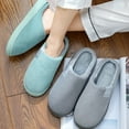thumbnail image 2 of Womens Mens Fuzzy Slippers Memory Foam Slip on Cozy Scuff Home Bedroom Shoes Nonslip Soft Plush Slides Shoes Mint Green 8, 2 of 9