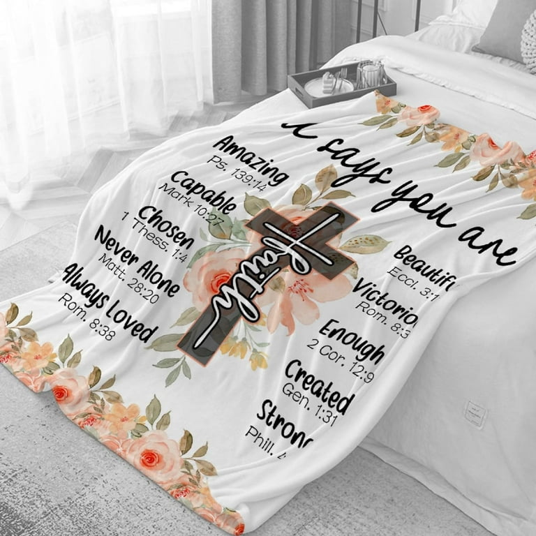 RooRuns Prayer Blanket Throw with Scripture Bible Verse- Be Strong and  Courageous Joshua 1:9, Religious Gift for Women Men Christian Spiritual  Healing Blanket Home Bed Couch Teen Size Flower 