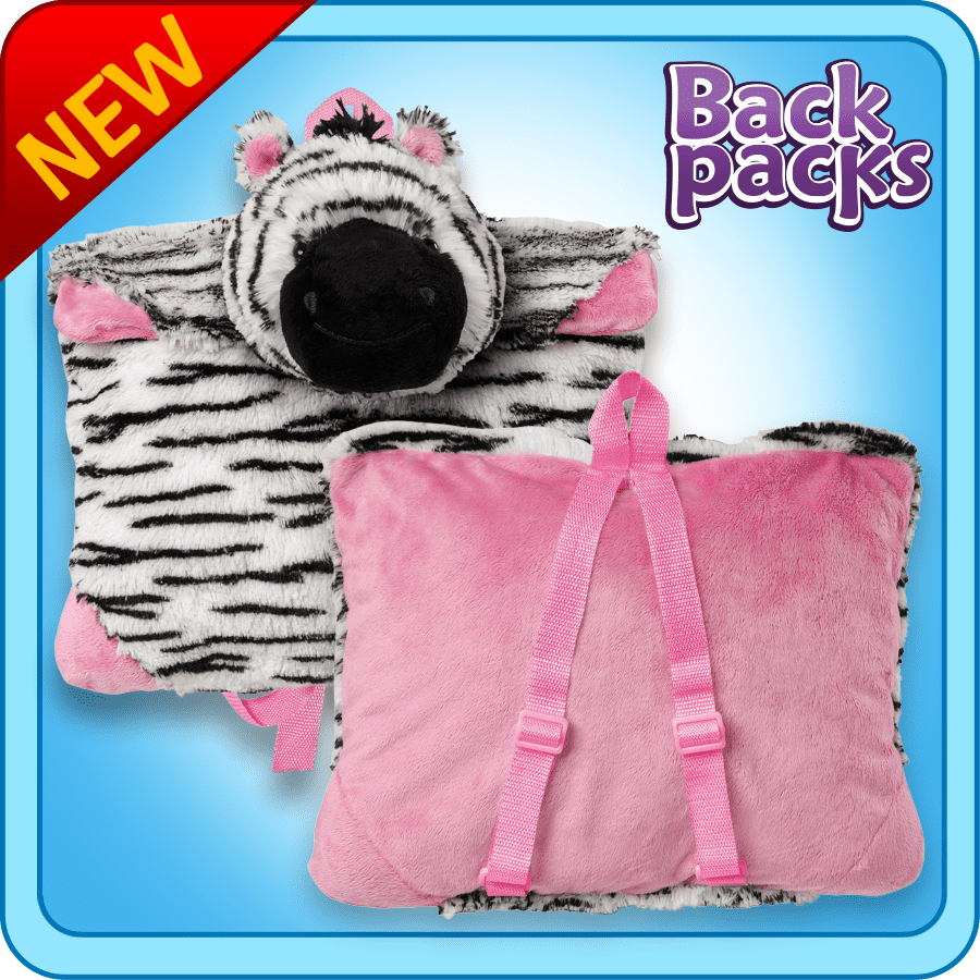 Authentic Pillow Pet Zebra Backpack for Notebooks and Tablets Plush Toy