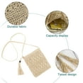 thumbnail image 3 of Sac Bandoulière en Paille pour Femmes, Sac d'Épaule Tissé à la Main pour la Plage avec Pompons, 3 of 5