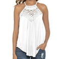 thumbnail image 2 of Dosaele Women's Casual Summer Cute Lace Halter Neck Flowy Pleated Workout Sleeveless Tank Tops T-shirts Blouses, 2 of 5