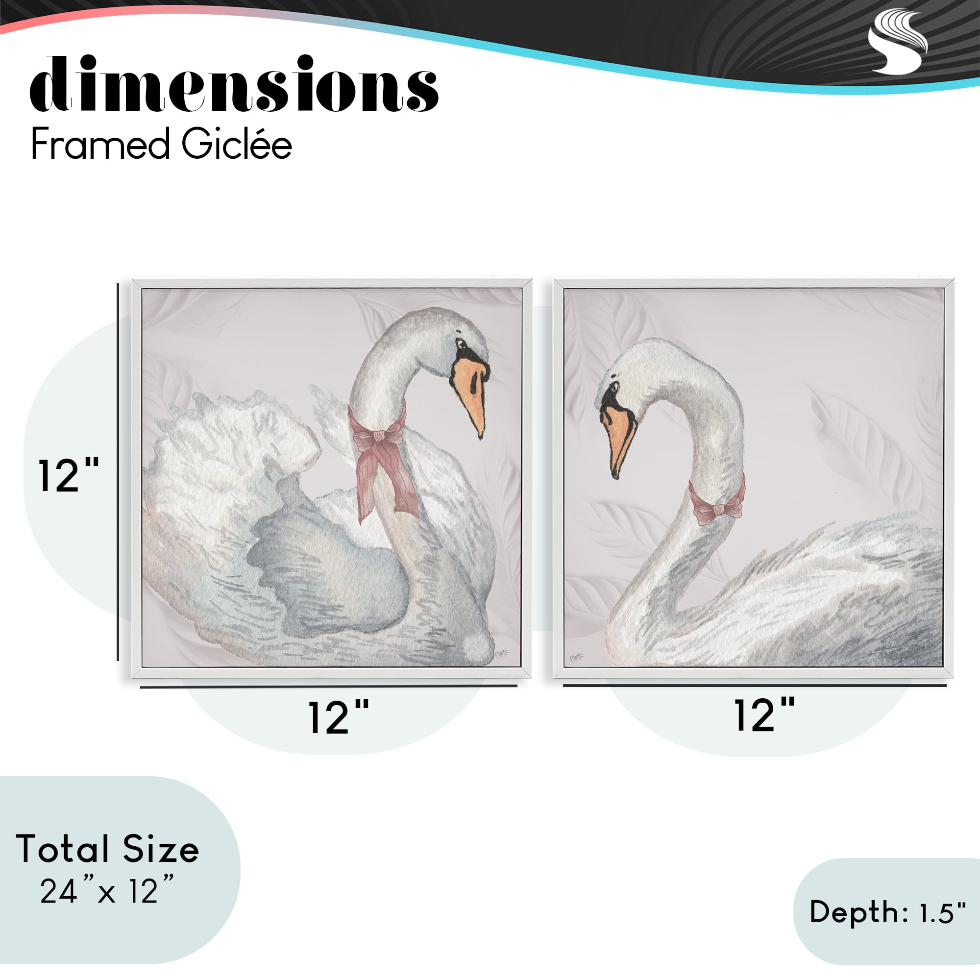 Stupell Industries Classic & Elegant Swans 2 Piece White Framed Giclee Art Set, design by Elizabeth Medley