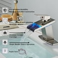 thumbnail image 2 of HLONK LED Bathroom Sink Faucet Waterfall Open Glass Spout Bathroom Faucets Single Handle 3 Colors Changing RV Vanity Faucets for Sinks 1 Hole with Pop Up Drain and Water Supply Hoses  Mat, 2 of 11
