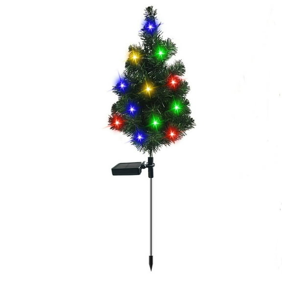 Lksixu Solar Christmas Tree with LED Ligth, Christmas Decorations, 29.5 inch Small Christmas Tree with Colorful Night Lamp, Solar Power Garden Light for Party Patio Courtyard Wedding