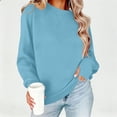 thumbnail image 2 of Jsaierl Womens Sweatshirts Cute Solid Color Round Neck Sweatshirt Oversized Loose Fit Pullover Cotton Jogging Long Sleeve Shirts with Thumbhole, 2 of 7