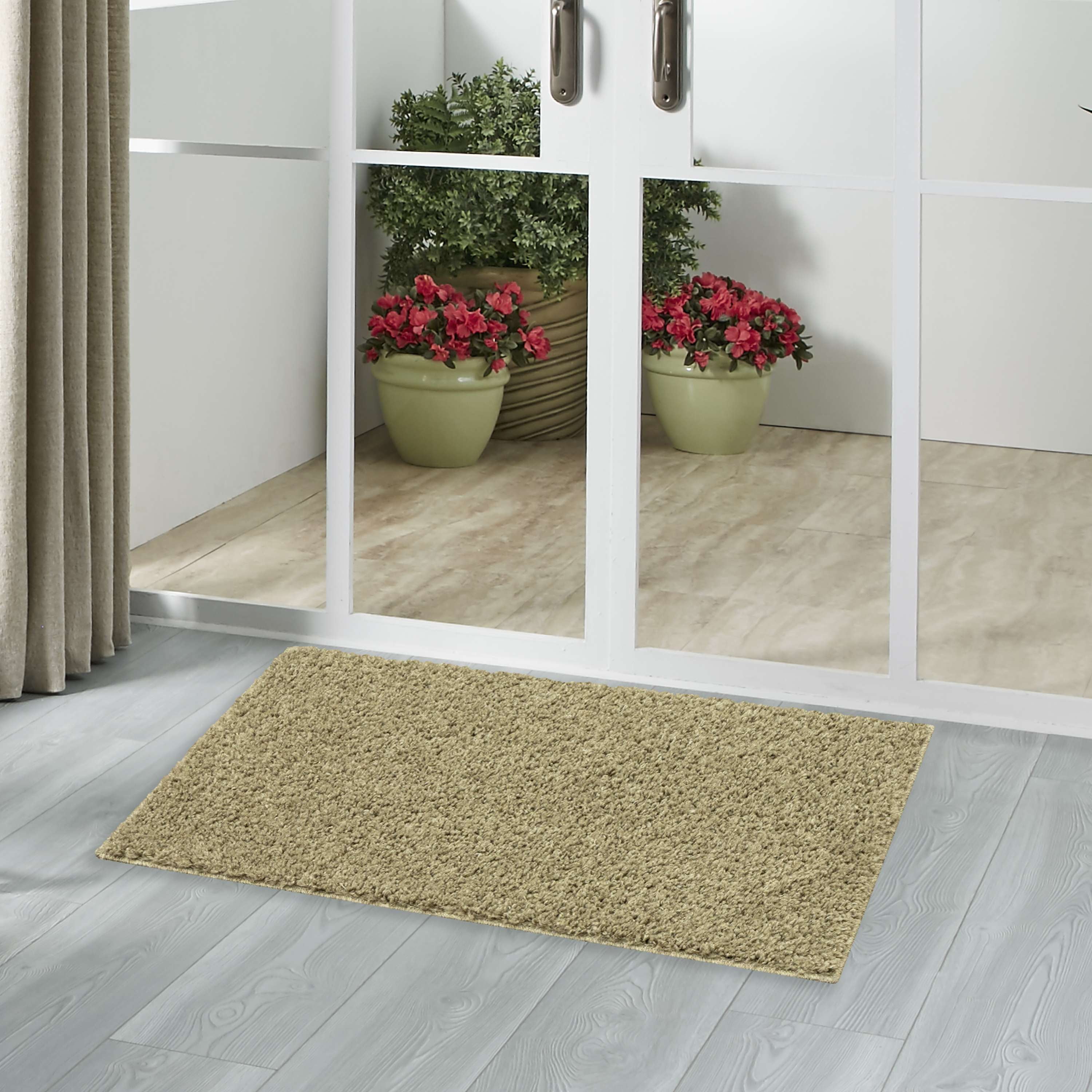 (2 pack) Mainstays Traditional Mushroom Tan Shag Indoor Accent Rug, 1'8" x 2'10"