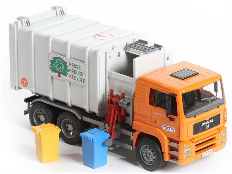 bruder man tgs side loading garbage truck