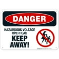 thumbnail image 1 of Hazardous Voltage Overhead Keep Away Sign, OSHA Danger Sign, 10x7 Aluminum, 1 of 1
