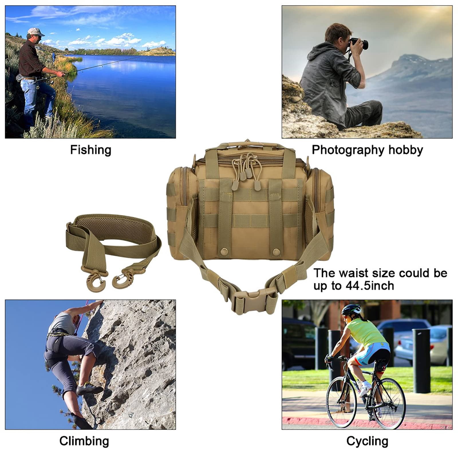 G4Free Sport Outdoor Waist Pack Sling Bag Hiking Fanny Pack Fishing Gear Crossbody Travel Bag