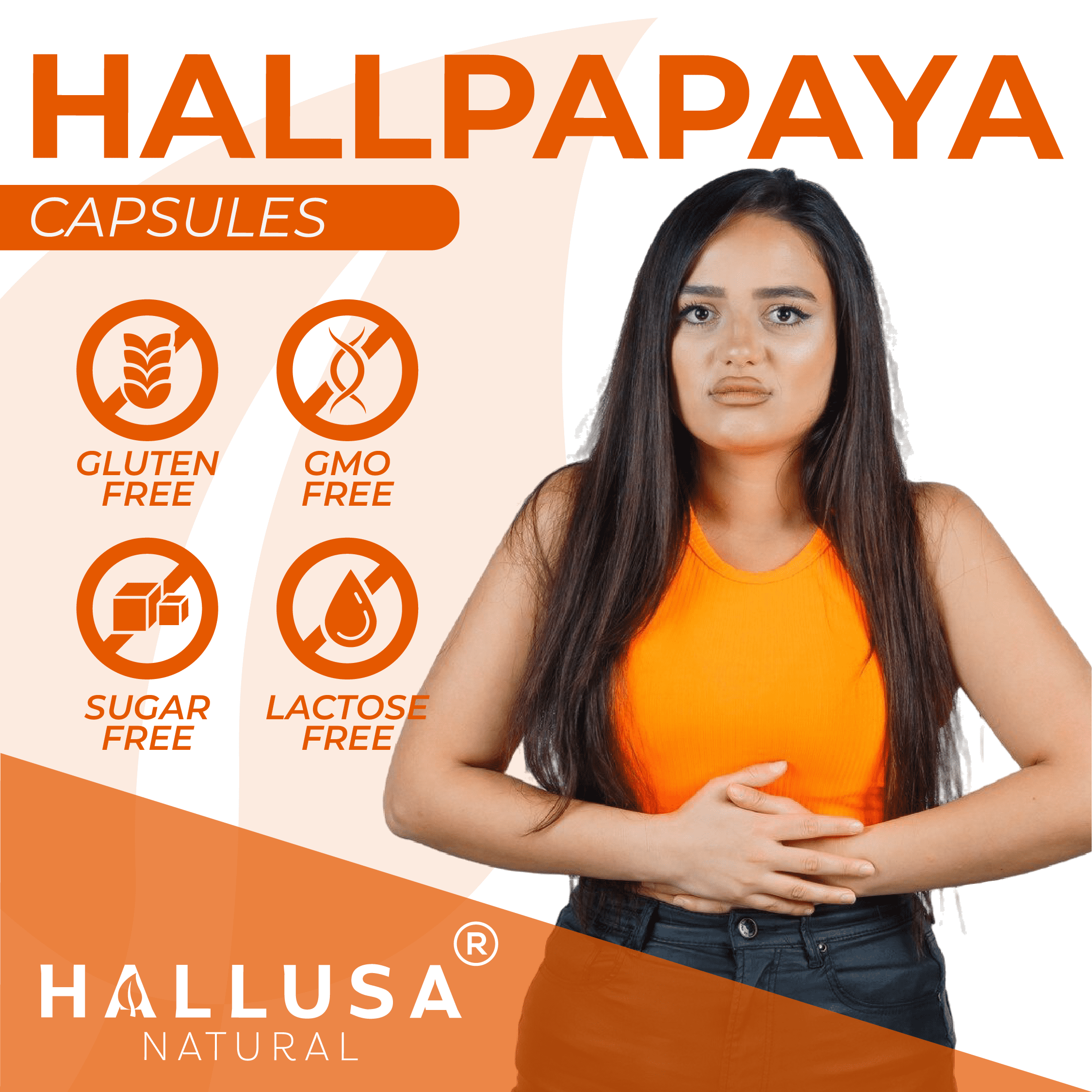 HALLUSA Papaya Enzyme – Digestive Enzymes for Women and Men Probiotics for Digestive Health 60Tabs