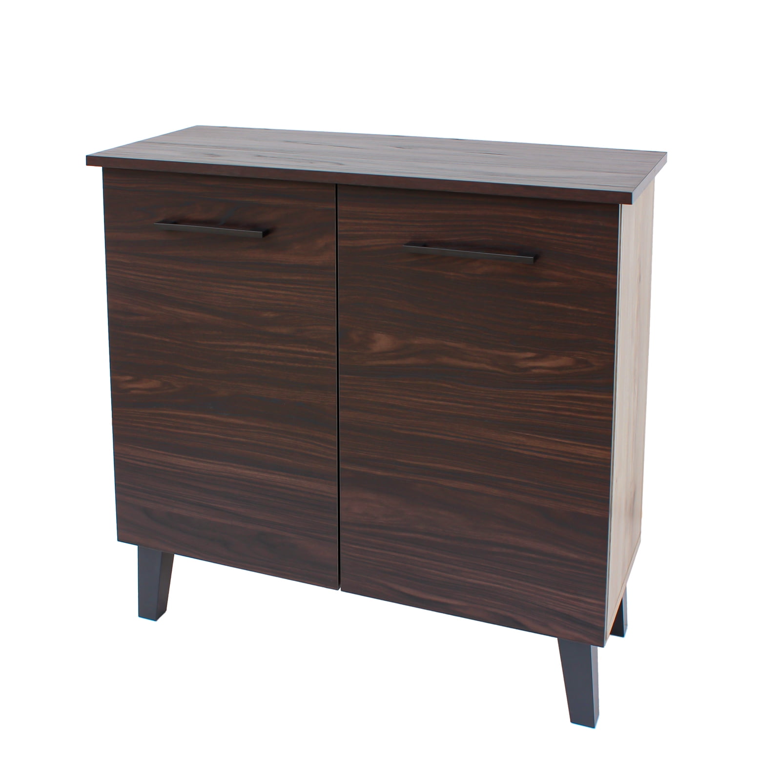 Kadyn Walnut Finished Faux Wood Cabinet, Kitchen Storage Cabinet with 3-Shelf, Modern Fiberboard Storage Cabinet for Living Room Kitchen