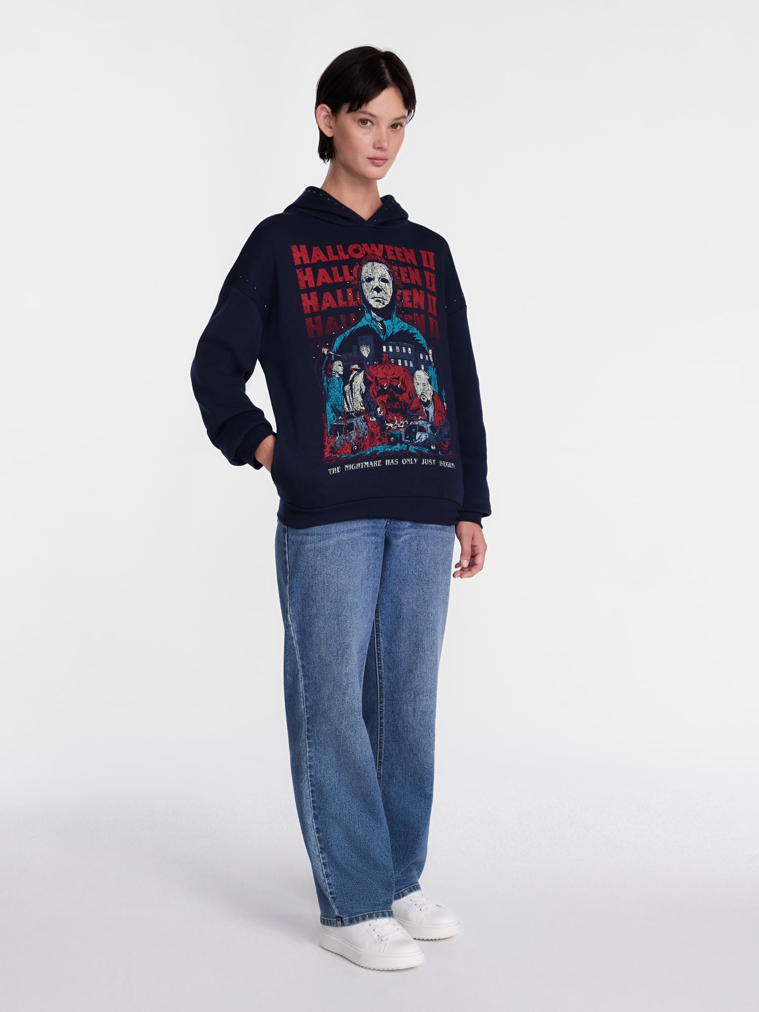 Halloween II Women's Studded Graphic Hoodie Sweatshirt, Sizes XXS-4X