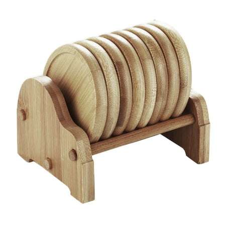 

Ekeka Free Shipping 8pcs Kitchen Tool Home Decor Bamboo Coaster Set Heat Insulation With Holder