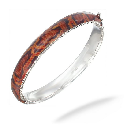 Vir Jewels Sterling Silver Orange and Yellow Enamel Bangle Female Adult