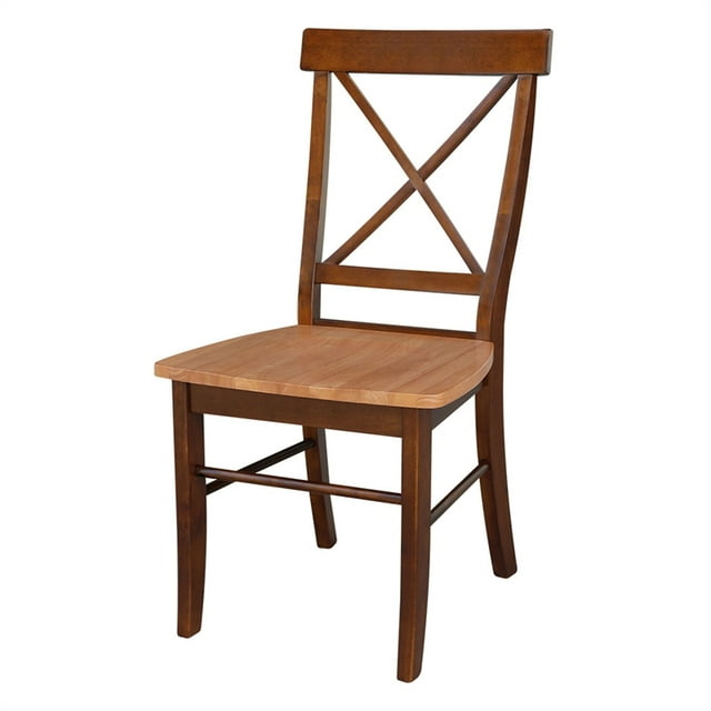 International Concepts Cross Back Side Chair, Cinnamon and Espresso (Set of 2)