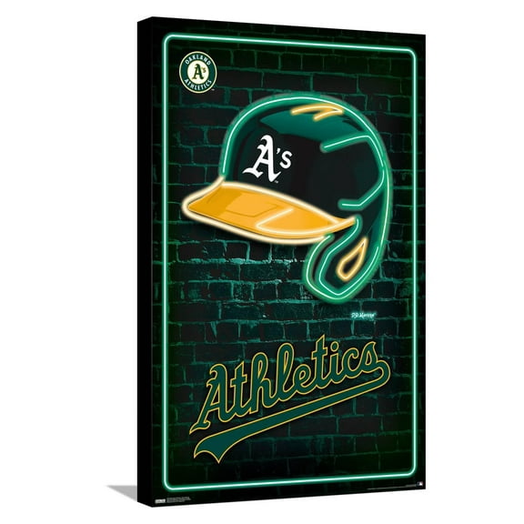 MLB Oakland Athletics - Neon Helmet 23 Canvas Wall Poster, 14.725" x 22.375"