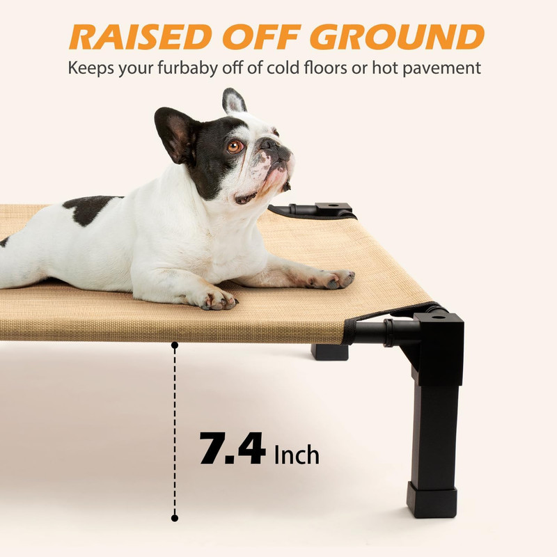 Elevated Dog Bed with Chew Proof Washable Breathable Mesh and Metal Frame, Portable No-Slip Feet for Outdoor or Indoor Use