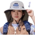 thumbnail image 2 of SGFCWSX Boys Sun Hat Kids Wide Brim UV Protection Solar Powered Cooling Fan Neck Flap Breathable Summer Outdoor Hiking Beach Bucket Hats Beige Free Size, 2 of 9