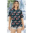 thumbnail image 2 of LA LEELA Women's Casual Beach Blouse Shirt Open Front Blouses Short Sleeve Button Down Dress Tops Tee Shirts Hawaiian Dresses for Women XXL Flamingos, Black, 2 of 4