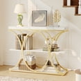 thumbnail image 2 of QinaQin 3-Tier Narrow Console Table, Modern Sofa and Entryway Table with Open Shelves and Geometric Legs, 2 of 4