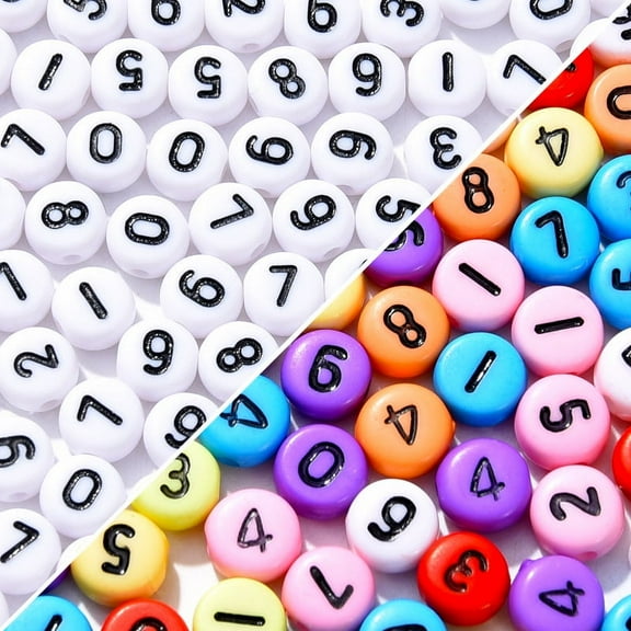 200Pcs Number Beads for Bracelet Making Acrylic Loose Beads Jewelry Craft Supplies Number Beads for Bracelets