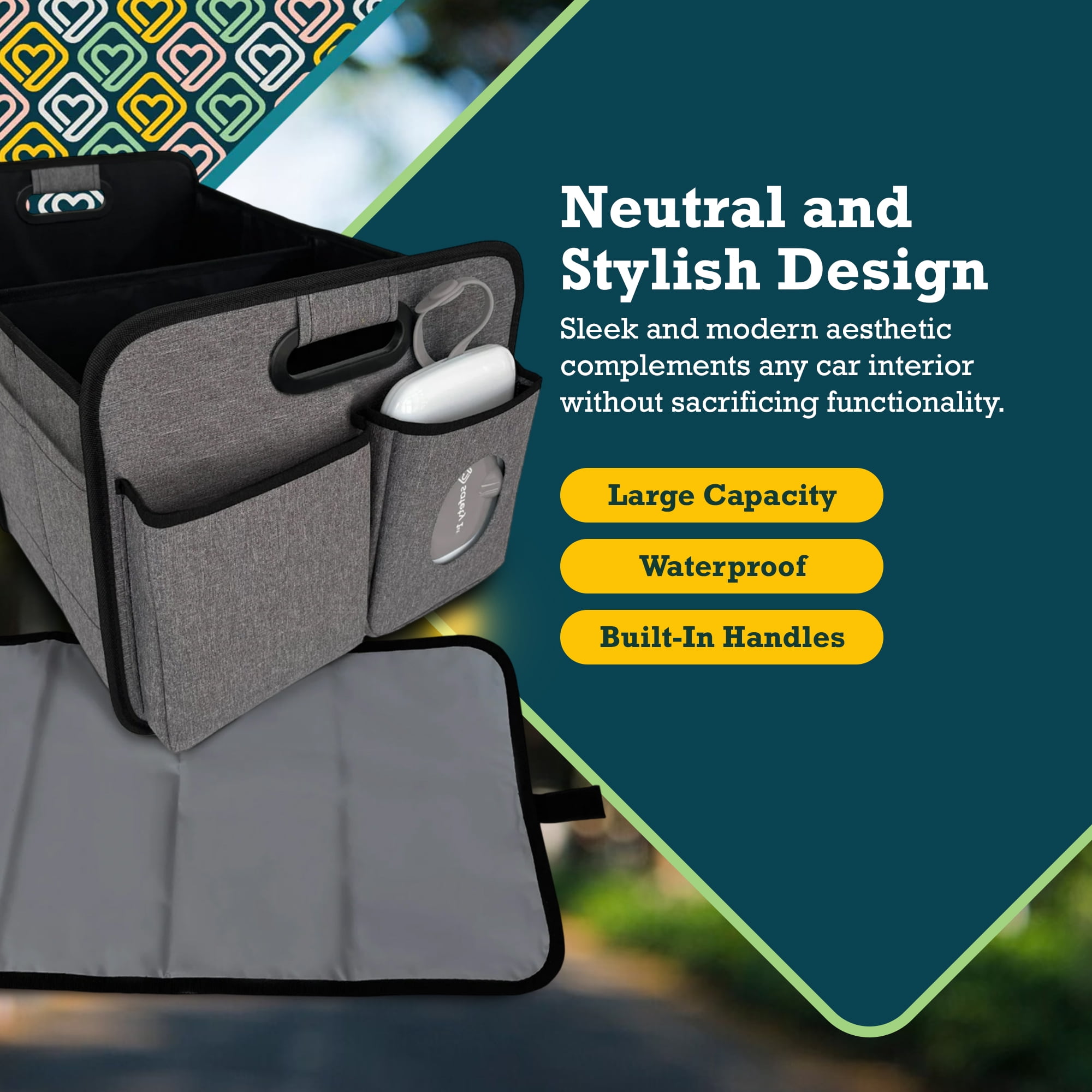 Safety 1st Child Trunk Organizer and Fold-Out Baby Diaper Changing Station Caddy with Compartments