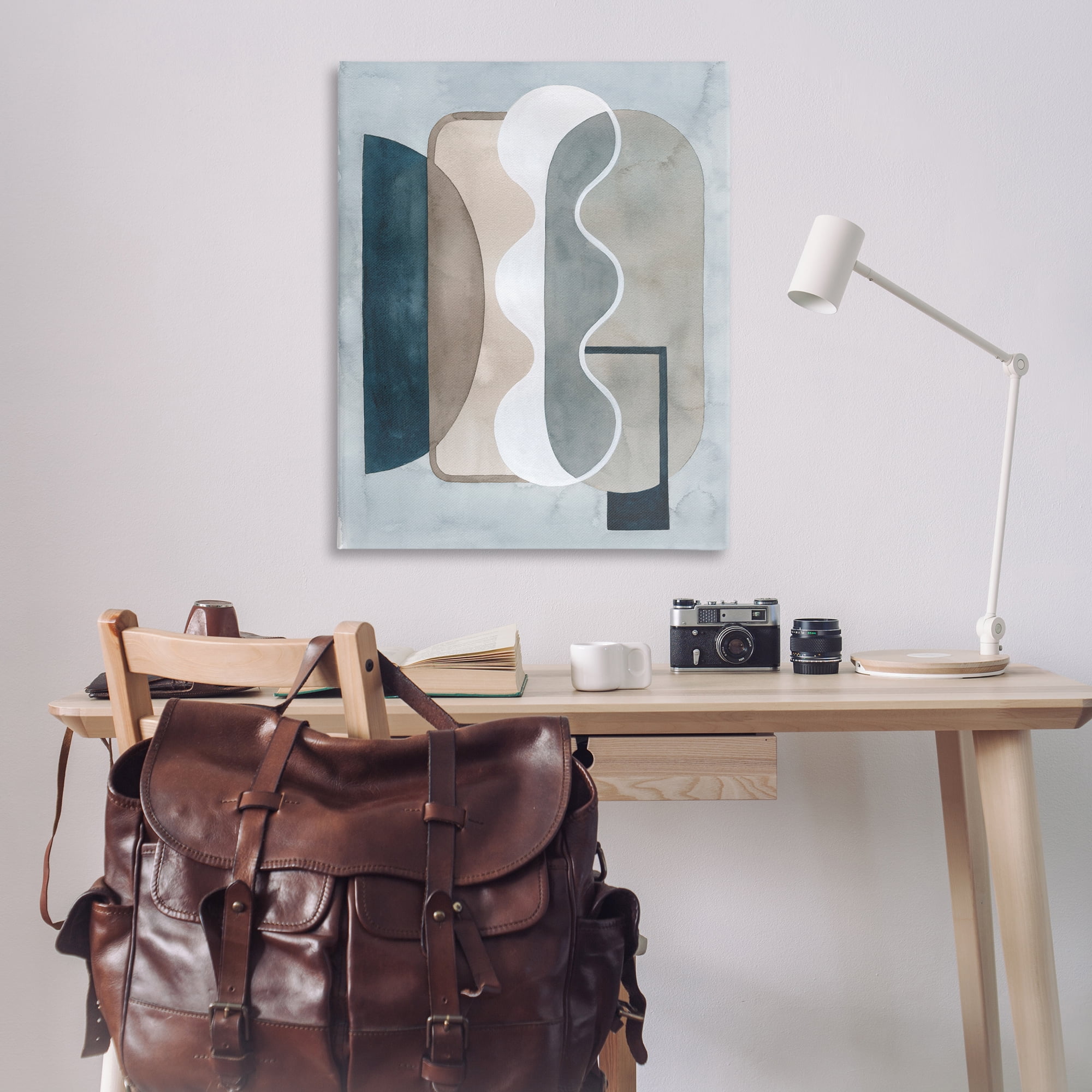 Stupell Industries Wavy Opaque Shapes Abstract Painting Wrapped Canvas Art Print Wall Art, 36 x 48