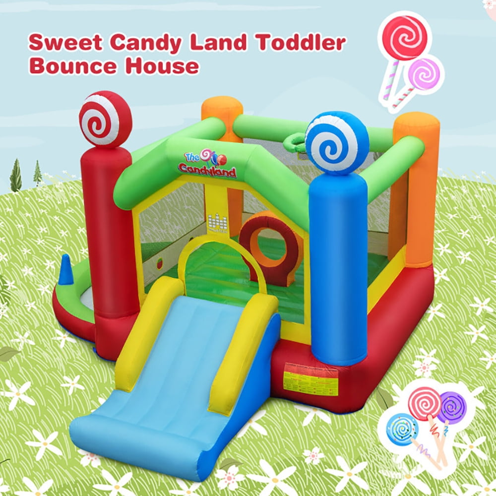 Aimee Lii Candy Land Theme Kids Inflatable Bounce House with 735W Air Blower, Playhouse for Kids Outdoor