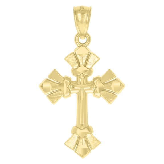 14k Yellow Gold Unisex Cross Ht:25.8Mm Religious Pendant Charm