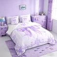 thumbnail image 2 of Erosebridal Adults Victorian Baroque Flower 7-Piece Bedding Comforter Set,Purple Cute Bow King Bedding Sets For Girls Kids,Reversible, 2 of 7