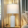 thumbnail image 6 of 24.5" Modern Ceramic Table Lamps for Living Room ，Farmhouse Nightstand Lamps Set of 2 with White Linen Shade Office Reading Lamp ，Bedroom Lamps for Bedside End Table, Bedroom, Living Room, White, 6 of 7