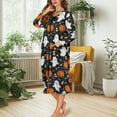 thumbnail image 3 of Xoenoiee Ghost Pumpkin Spider Candy Corn Print Zip Up Robes Nightgowns for Women Halloween Night Gown Long Sleeve Ladies Nightgowns Round Neck Sleepwear Sleep Dress, Size L, 3 of 7