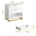 thumbnail image 3 of Homhougo White Nightstand with 3 Drawer Bedside Table, Golden Base and Geometric Pattern for Bedroom, Living Room, 3 of 6